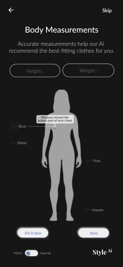 Style AI body measurements